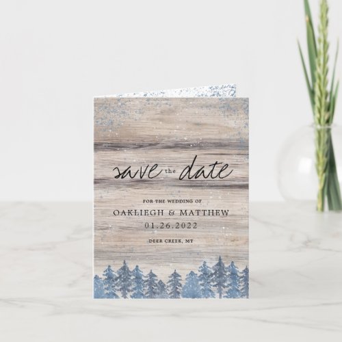 Winter Woodland Watercolor Forest Save the Date Announcement