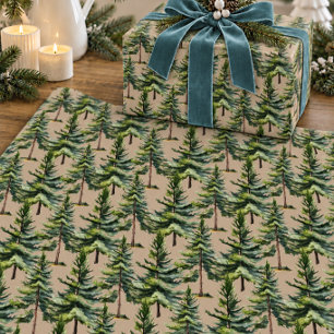 Winter Woodland Watercolor S Fir Tree Forest Kraft Wrapping Paper