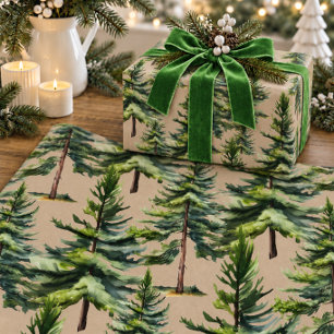 Winter Woodland Watercolor XL Spruce Forest Kraft Wrapping Paper