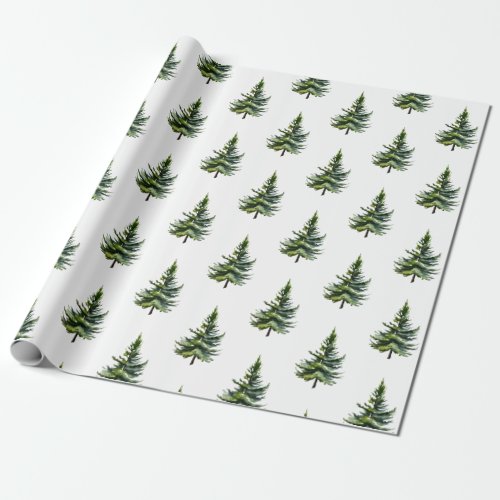 Winter Woodland Watercolour Fir Trees 2 Wrapping Paper