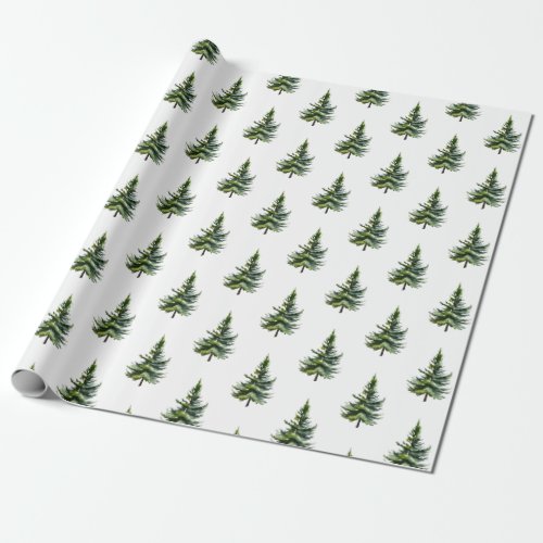 Winter Woodland Watercolour Fir Trees 3 Wrapping Paper