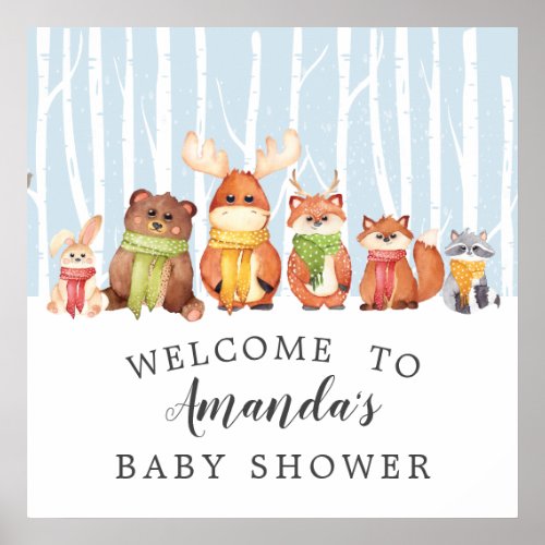 Winter Woodland Welcome Baby Shower Sign
