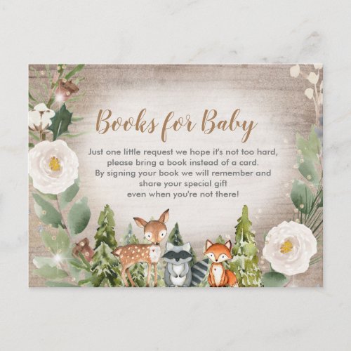 Winter woodland white floral books for baby invita invitation postcard