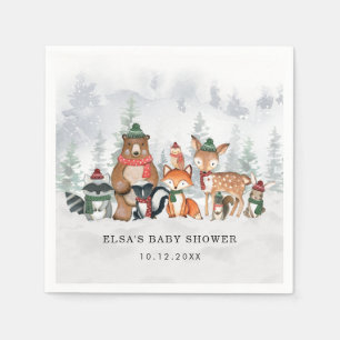 Winter Woodland Wonderland Forest Baby Animals Napkins