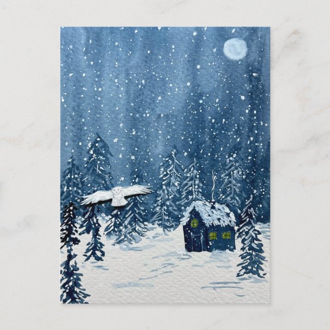 Winter Woodland Wonderland Holiday Postcard (Front)