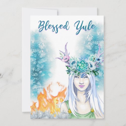 Winter Woodland Yule Fires Blessed Yule Pagan Holiday Card