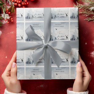 Winter Woodlands & Mountains Snowy Scene Christmas Wrapping Paper