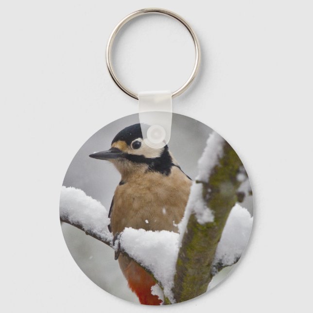 Winter Woodpecker Keyring (Front)