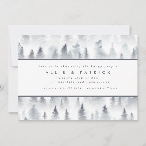 Winter Woods Forest Woodland Couples Bridal Shower Invitation