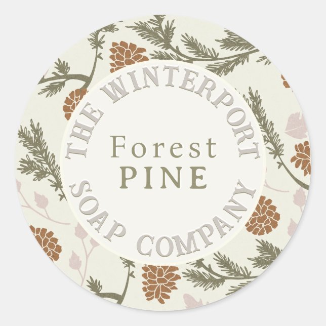 Winter Woods Pine Bough and Cone Soap Label (Front)