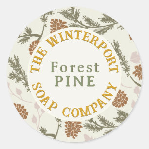 Winter Woods Pine Bough and Cone Soap Label