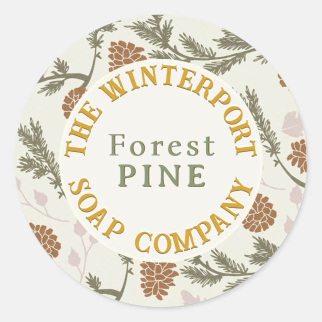 Winter Woods Pine Bough and Cone Soap Label (Front)