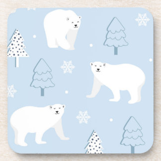 Winter Woods Polar Bears Beverage Coaster