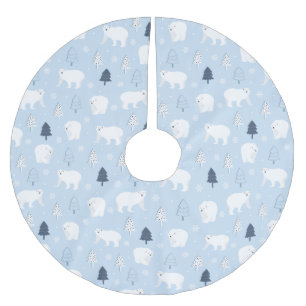 Winter Woods Polar Bears Brushed Polyester Tree Skirt