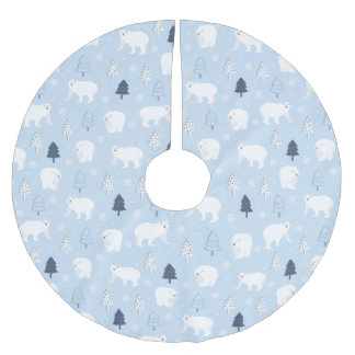 Winter Woods Polar Bears Brushed Polyester Tree Skirt
