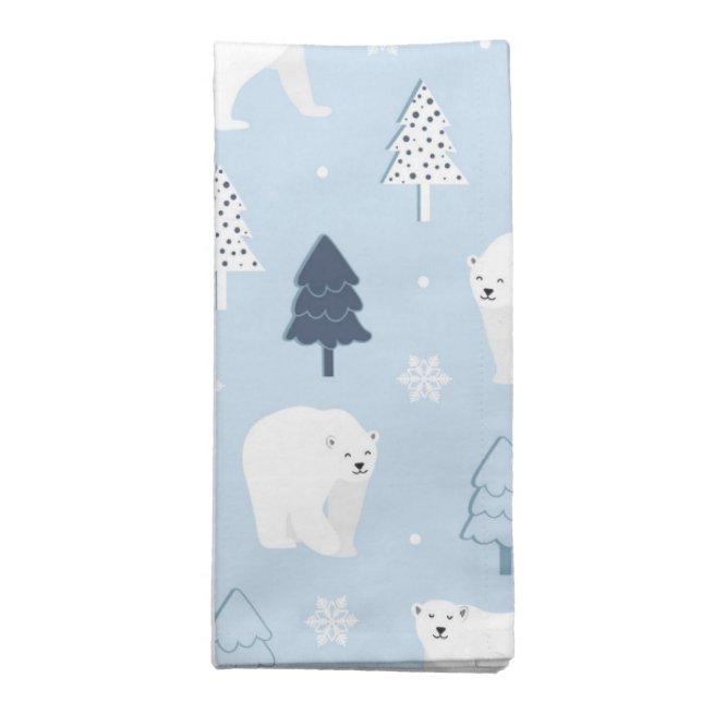 Winter Woods Polar Bears Cloth Napkin (Folded)