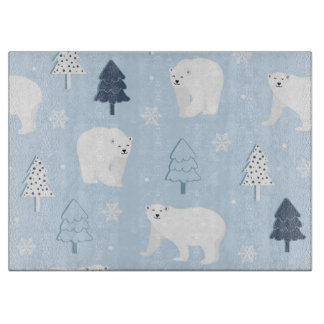 Winter Woods Polar Bears Cutting Board