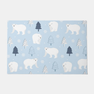 Winter Woods Polar Bears Doormat