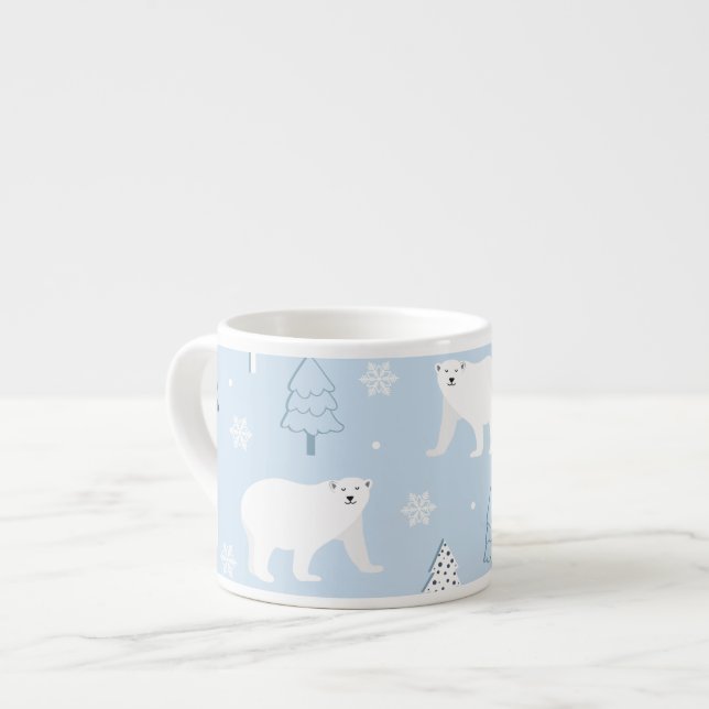 Winter Woods Polar Bears Espresso Cup (Front Left)