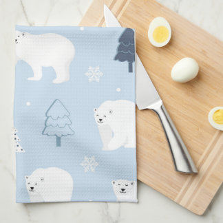 Winter Woods Polar Bears Kitchen Towel