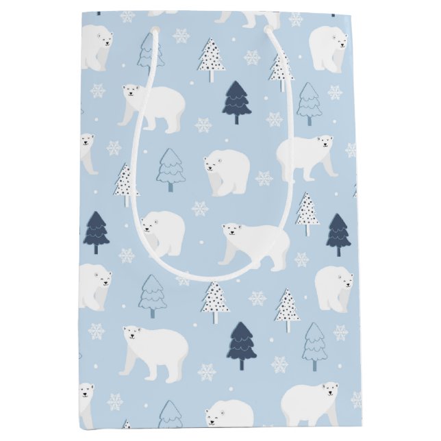 Winter Woods Polar Bears Medium Gift Bag (Front)