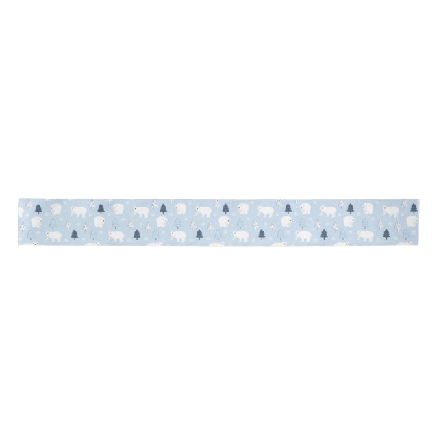 Winter Woods Polar Bears Satin Ribbon (Front)