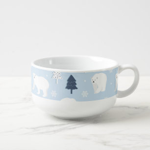 Winter Woods Polar Bears Soup Mug