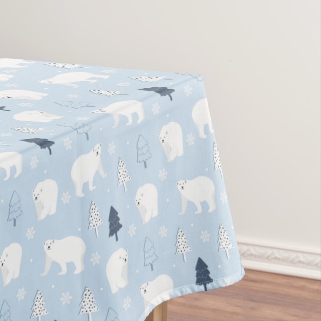 Winter Woods Polar Bears Tablecloth (In Situ)
