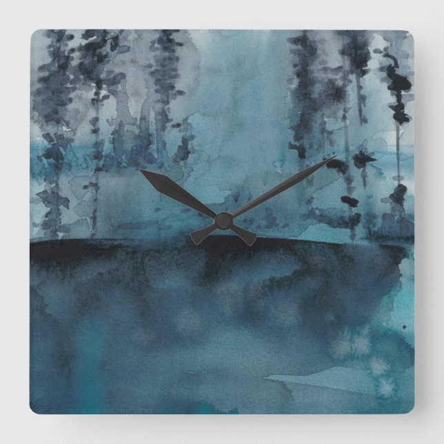 Winter Woods Square Wall Clock (Front)