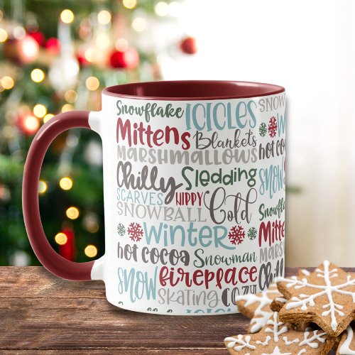 Winter Word Art  Christmas Mug