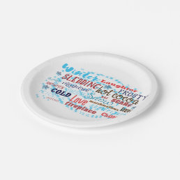 Winter Words Typography Fun Holiday Party Plates