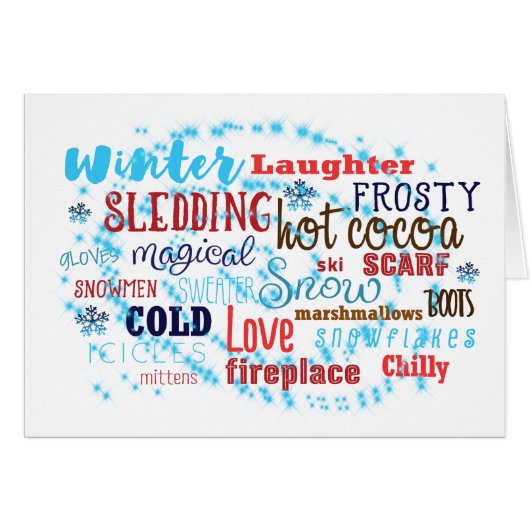 Winter Words Typography Wording Fun Cute Card (Front Horizontal)