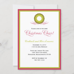 Winter Wreath and Berries Holiday Invitation