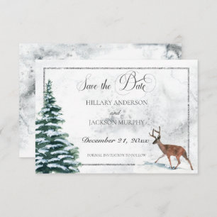 Winter Wreath & Cardinal Wedding Save The Date