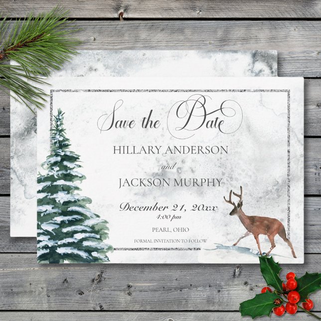 Winter Wreath & Cardinal Wedding Save The Date (Winter Wreath & Cardinal Wedding Save The Date)