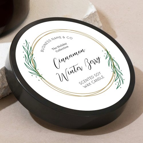 Winter Wreath Christmas Candle Product Label Round