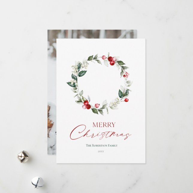 Winter Wreath Custom Photo Card (Front/Back In Situ)