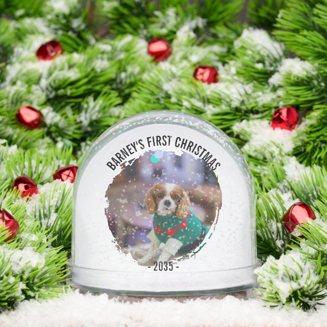 Winter Wreath Dog's Photo Christmas Snow Globe (Christmas)