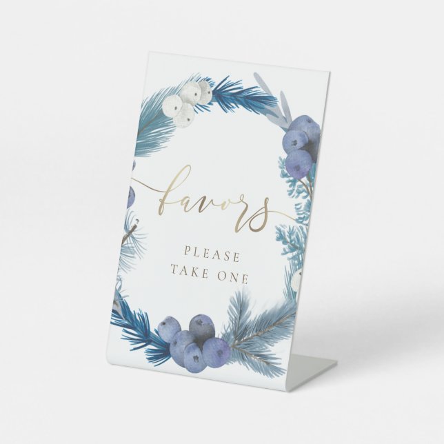 winter wreath favors pedestal sign (Front)