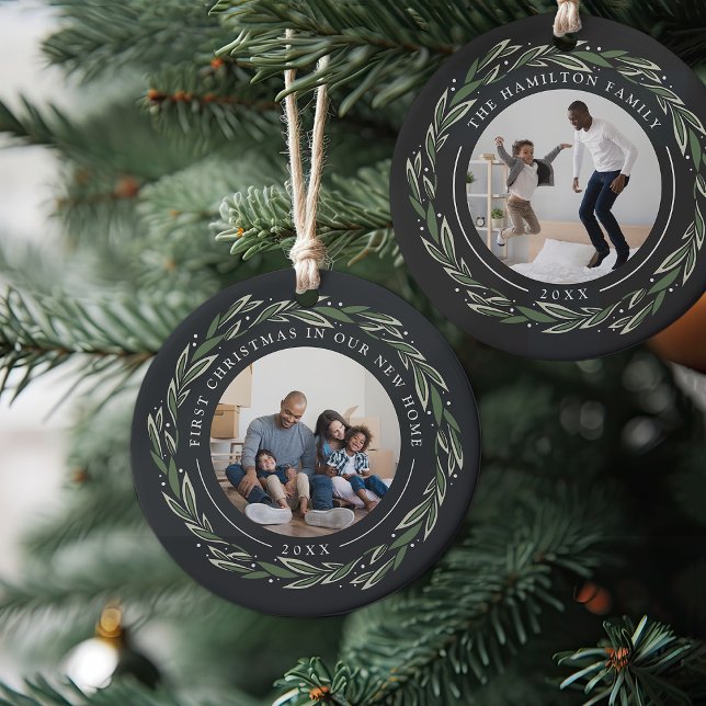 Winter Wreath | First Christmas in Our New Home Ceramic Ornament (Creator Uploaded)