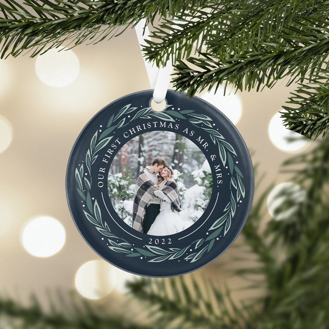 Winter Wreath | First Married Christmas Photo Ornament (Creator Uploaded)