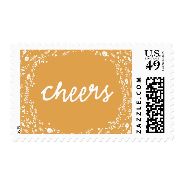 Winter Wreath Foliage CHEERS Christmas Stamp