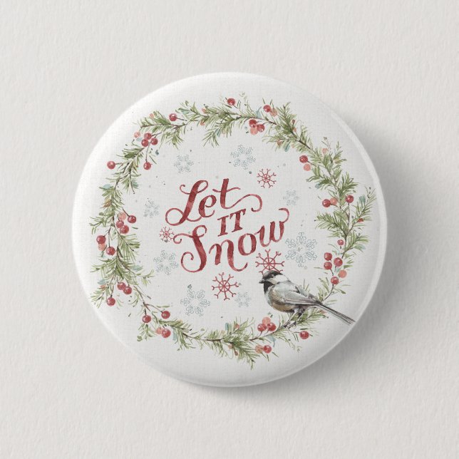 Winter Wreath - Let it Snow Button (Front)