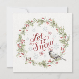 Winter Wreath - Let it Snow Holiday Card