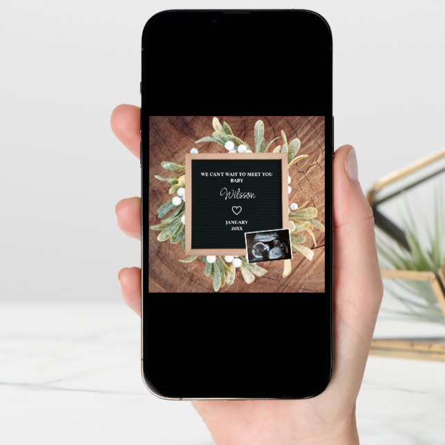 Winter Wreath Letter Board Sonogram Pregnancy Announcement (Front Digital)