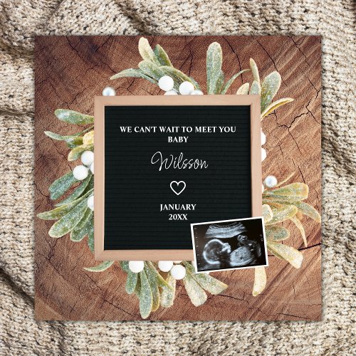 Winter Wreath Letter Board Sonogram Pregnancy Announcement