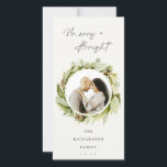 Winter Wreath Merry & Bright Christmas Photo Holiday Card<br><div class="desc">If you need any further customisation please feel free to message me on yellowfebstudio@gmail.com.</div>