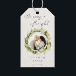 Winter Wreath Merry & Bright Photo Christmas Gift Tags<br><div class="desc">If you need any further customisation please feel free to message me on yellowfebstudio@gmail.com.</div>