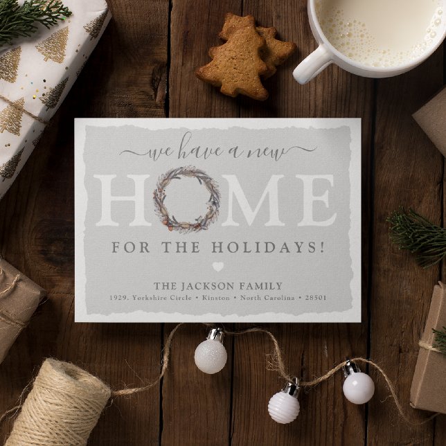 Winter Wreath New Home for the Holidays!  Announcement Postcard (Creator Uploaded)