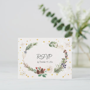 Winter Wreath of Pine Cones and Holly Postcard